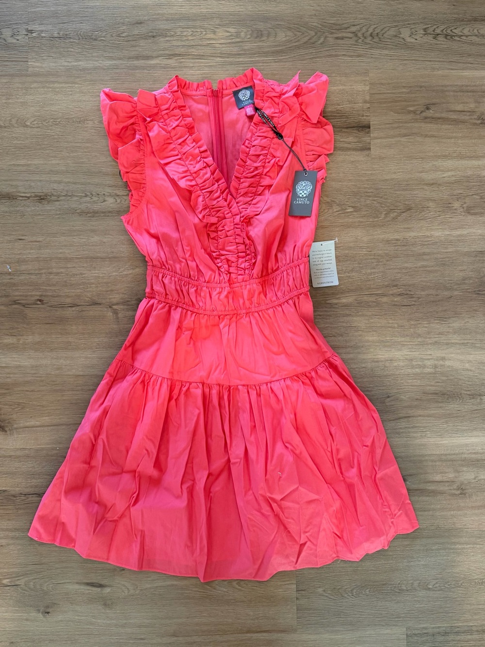 Ruffled V-Neck Coral Pink Sundress -     Vince Camuto NWT